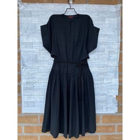 MICHAELE VOLLBRACHT Tie-Waist Black silk Dress size 4 - Picture 1 of 12
